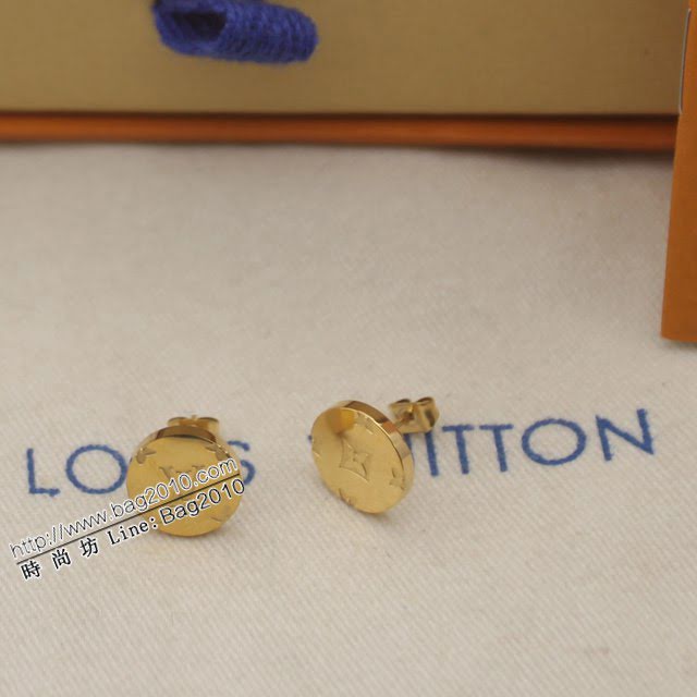 Louis Vuitton新款飾品 路易威登老花銀色耳環 LV圓形簡約耳釘  zglv1976